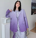 Gradient Purple High Fashion Blazer Jackets For Women 2021 Elegant Designer Coat Loose Blazer Jacket Outerwear