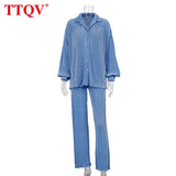 Biege Casual Loose Women Shirt Elegant Long Sleeve Lapel Office Fashion Woman Blouses 2021 Chic Pleated Blue Top