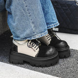 Zingj Patent Leather British Wind Black And White Patchwork Color Small Leather Shoes Men 2024 New Men's Shoes Small Thick Platform