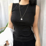 Spring Summer Tank Tops Sleeveless Slim fit Korean Tee Tops Ladies Round Neck Vest Singlets Camisole Cotton Slim Thin