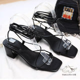 Fashion Women Sandals Low Heel Lace Up sandal Back Strap Summer Shoes Gladiator Casual Sandal Narrow Band zapatos mujer