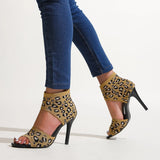 Zingj Fall 2023 High Heel Sandals Female Leopard Print Toe Toe Sexy Fashion Plus Size