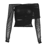 2023 New Autumn Sexy Hottie Personality Niche Street Slim Thin Mesh Long