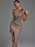 Shoulder Bandage Dress 2022 Women Bandage Dress Elegant Sexy Evening Party Dress High Quality Summer Birthday Club