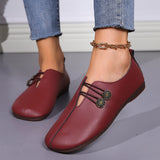 Summer New Soft Leather Flat Soles Women's Round Head Shallow One-Foot Pedal Large Women's