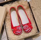 Zingj Embroidered Flower Embroidered Cloth Shoes With Women's Single