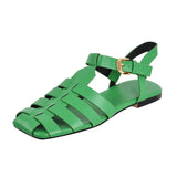 Onlymaker Brand Women's Flat Sandals Summer Casual Soft Genuine Leather Summer Roman Female Big Size Fashion