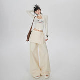 Hot Girl Bandage Dress Fake Two-piece Casual Wide-leg Pants Slimming Straight-leg TrousersOutfit