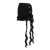 Zingj Lace Hollow Out Mesh Gauze Tight Onesie, Summer Hot Style Flounce Wrap Buttock Short Skirt Suit- Outfit