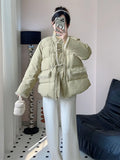 Mink Hair Short Style Down Jacket Female 2024 Winter Fashion Standing Collar Splicing Chinese Style Small Chinese Style White Duck Down Coat-Outfit