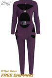 Sexy Hollow Out Buckle Bandage Jumpsuit Women Club Wear Outfits Long Sleeve Skinny Turtleneck Night Party