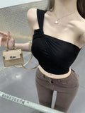 Women's Sweet Hot Camisole Padded Crop Top Fashion Girl Sleeveless Tee T-shirts Slim Stretchy Single Strap Camis With