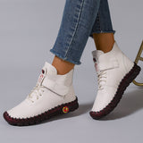 Women's Shoes Plus Velvet Warm High-Cotton Shoes Winter Hand-Sewn Mother Shoes Soft Bottom Flat