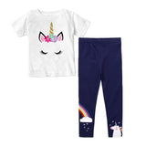 Pieces Kids Children Girls Clothes Set Little Girl Summer Cartoon Print T Shirt and Pants Leggings Outfits Clothing