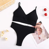 Seamless Women Padded Bra Brazilian Panties Set Sports Bra Set Sexy Thongs Girl Lingerie Fitness Crop Top