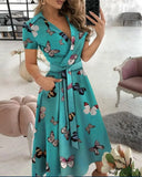 Elegant Sexy Off Shoulder Party Dress 2022 Summer Tie-Up A-Line Dress Lady Casual V-neck Pocket Dress