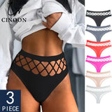 3Pcs/Lot Hollow Out Lingerie Seamless Sexy Panties Women Elasticity Underwear Temptation Middle-waist G String