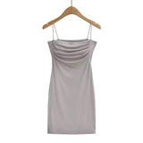 Zingj Trendy Women's Dress Sexy Flat Mouth Halter Skirt Summer New Pure Swinging Collar Pleated Buttocks