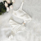 2025 New Solid-Color One-Shoulder Swimsuit Sexy Lady