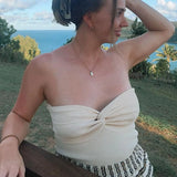 Knit Twisted Tube Top-Outfit