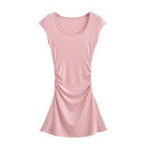 Zingj Trendy Women's Wear French Advanced Sense Of Fashion Fold Waist Show Thin Dress Pure Temperament Hip