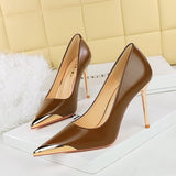 Zingj Retro Banquet High Heels Women's Shoes Fine Heel Ultra High Heel Shallow Metal Pointed Single Shoes