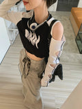 2024 Crop Top Long Sleeve T-shirt Women Y2k Off Shoulder Hollow Out Grunge TShirts Fairy Korean Sexy Harajuku Tee