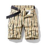 Vertical Pattern Beach Shorts 2021 Summer Pure Cotton Zipper Casual Pocket Regular Five-Point Pants Military Cargo