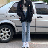 Spring Summer Women New Fashion Design Sense Tight Elastic Flared Jeans High Waist All-match Thin Ankle-length