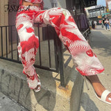 Print O Neck Sleeveless Tank Tops Women Red Bandage 2021 Summer Casual Fashion Vintage Sexy Crop Top
