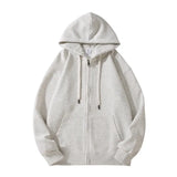 Solid Color Oversized Zip Up Loose HoodieOutfit