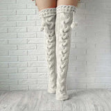 Zingj Knit Garter Fur Ball Over The Knee Long Stockings Pile Pile Wool Socks