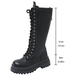 Autumn And Winter New Black Zippered Knight Boots Long Boots Trend Thin Tie With Thick Bottom
