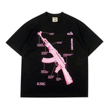 Street Skull Money Printing Oversized Pattern T-Shirt Gothic Cotton T-Shirt Y2k Blouse Short Sleeves For Harajuku