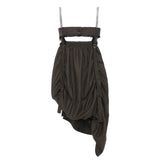 Fashion Women's Dress New Slash Neck Loose Hollow Out Metal Chain Spaghetti Strap Mini Dresses Female Summer 2023