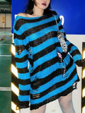 Distressed Stripe Longline Sweater- Outfit
