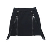 Dark Wind Summer New Double Zipper Bag Hip Fork Goth Design Tight Half Skirt