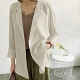 Zingj And Long Loose Chiffon Small Suit Female Chic Summer White Suit Large Size Sunscreen Clothing Thin Coat Air Conditioning