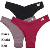 3Pcs Cotton Panties Women's Underwear G-string Comfortable Casual T Back Female V Shaped Waist Thong Intimate