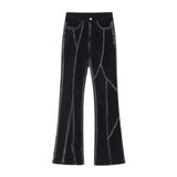 Sense Line High Waist Micro Bell-bottom Black Jeans Women Thin Tall Loose Wide Leg Mopping Pants Neutral Denim