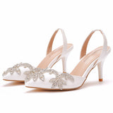 Cm Light-Mouthed Sharp White Wedding Sandals Fine Heel Size Size Diamond Chain Wedding Shoes Wedding Shoes Wedding