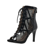 Size Fish Mouth Sandals Female 2025 New Fine Heel Ultra High Heel Mesh Fine Belt Dance Shoes Fish Mouth