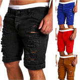 Mens Denim Chino Fashion Shorts Washed Denim Boy Skinny Runway Short Men Jeans Shorts Homme Destroyed Ripped Jeans Plus