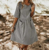 Striped Dress Women Vintage Half Sleeve Pockets Dresses 2019 Plus Size Casual Baggy Sundress Female Vestido