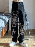 Denim Trousers Baggy Oversize Y2k Women Jeans Spider Print Spring Fashion Low Waist Streetwear E Girl Print Casual