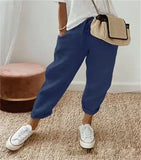 Women Cotton Trousers Pocket Tight Slacks Women's