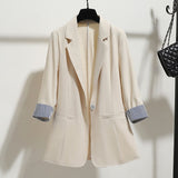 Women Office Lady Work-suit Slim Korean Style Simple Minimalist Patchwork Business OL Large Size Trendy Womens Femme