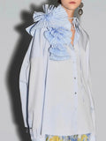 Zingj 2024, The New French Fashion Design Feeling Splicing Pleated Three-Dimensional Flowers Versatile Shirt Jacket