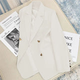 2025 New Grey Korean Blazer Lady French Style Fashion Suit