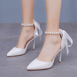 Cm Red Fine Heel Finger Beads Tied With Sandals Bride Wedding Dress Dress Long Dress Shoes Large Wedding